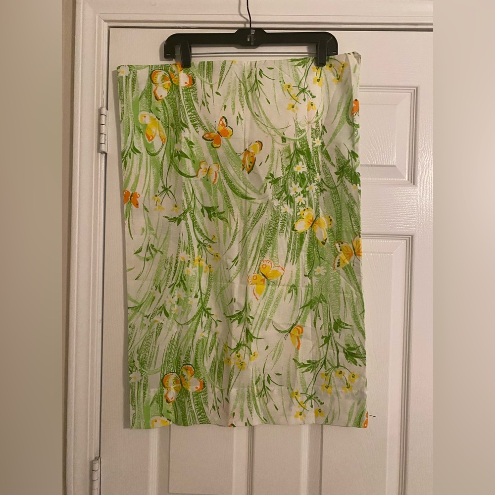 Bibb Vintage Pillowcases. Floral Green/Yellow with Butterflies. Set of 2.NWOT. - Picture 3 of 4